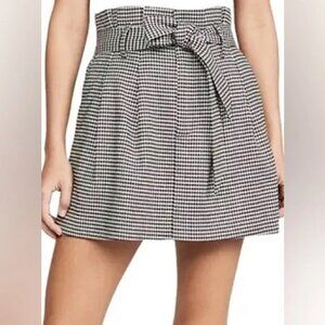 Alice & Olivia Zoya Belted Paper Bag houndstooth Miniskirt Size 4